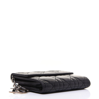 Christian Dior Lambskin Cannage Lady Dior Compact Wallet Black 4 of 12