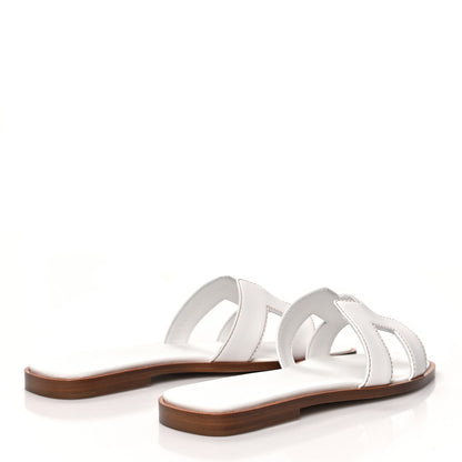 Hermes Box Calfskin Oran Sandals 36 White 4 of 8