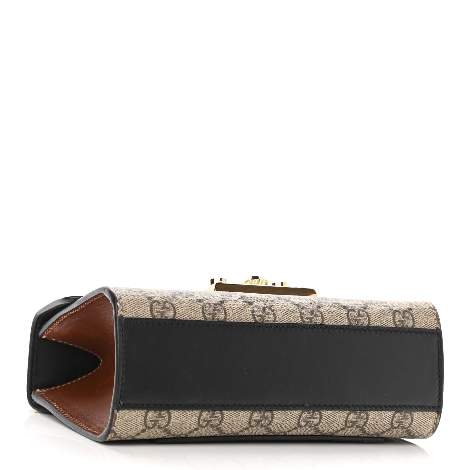 Gucci GG Supreme Monogram Calfskin Small Padlock Shoulder Bag Beige Black Cuir 3 of 12