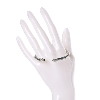 David Yurman Sterling Silver Diamond Peridot 5mm Cable Classics Bracelet 2 of 4
