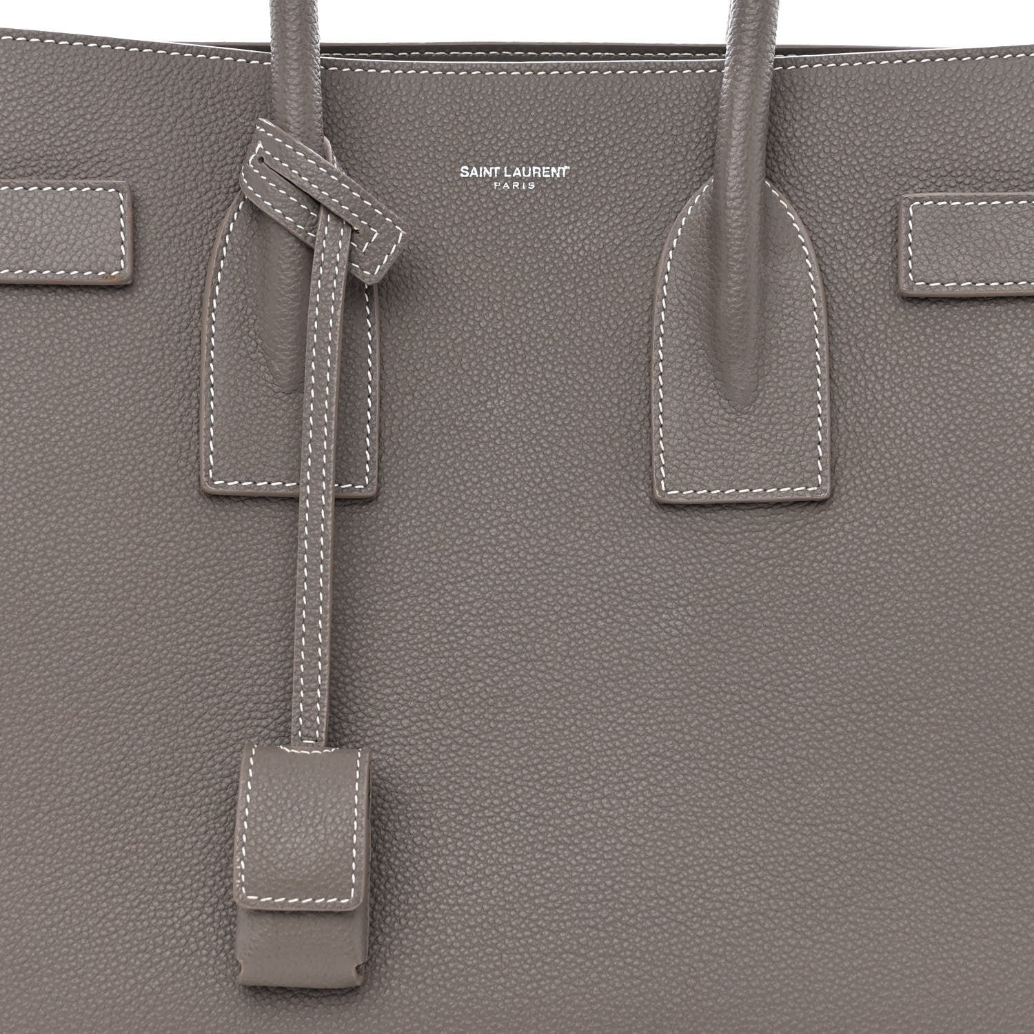 Saint Laurent Grained Calfskin Topstitch Small Sac De Jour Grey 9 of 11