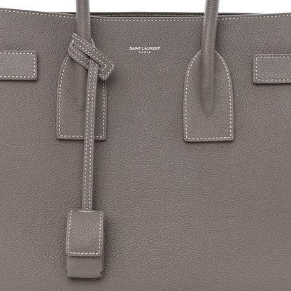 Saint Laurent Grained Calfskin Topstitch Small Sac De Jour Grey 9 of 11