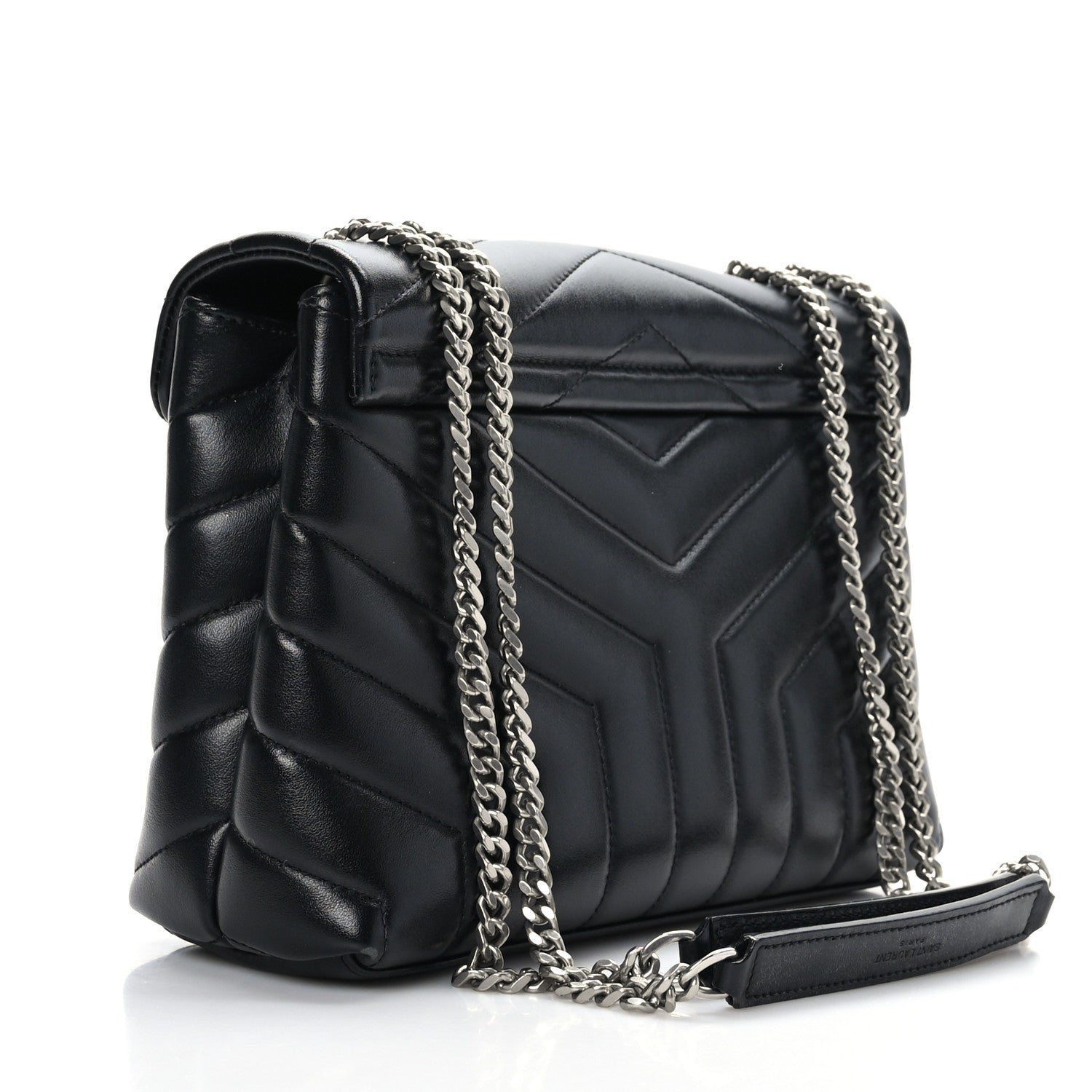 Saint Laurent Calfskin Y Quilted Monogram Small Loulou Chain Satchel Black 3 of 9