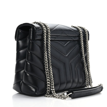 Saint Laurent Calfskin Y Quilted Monogram Small Loulou Chain Satchel Black 3 of 9