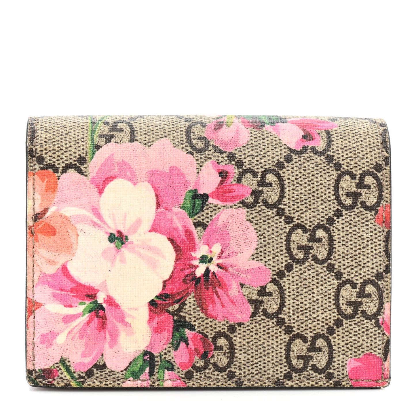 GG Supreme Monogram Blooms Card Case Wallet Beige Multicolor Dry Rose