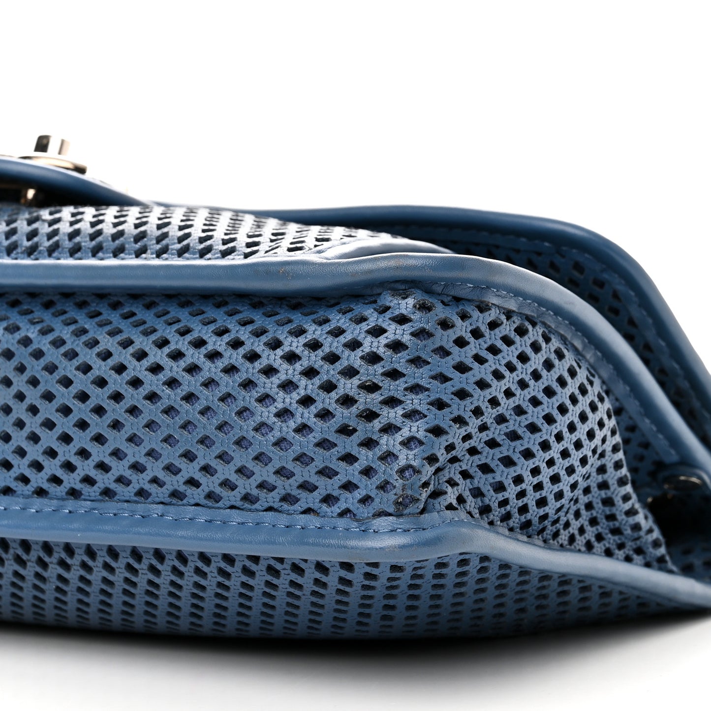 Perforated Calfskin Large Up In The Air Flap Blue