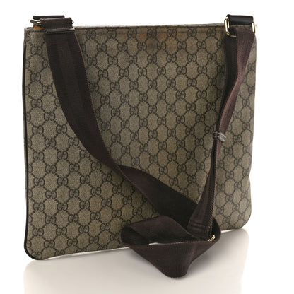 Gucci GG Supreme Monogram Medium Flat Messenger Bag Dark Brown 3 of 12