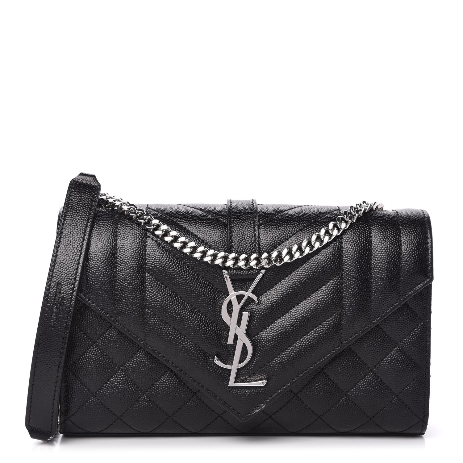 Saint Laurent Grain De Poudre Textured Mixed Matelasse Triquilt Small Monogram Satchel Black 1 of 10