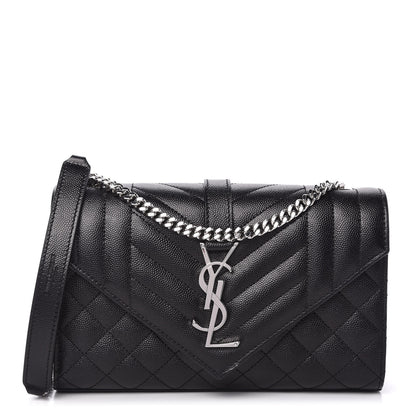 Saint Laurent Grain De Poudre Textured Mixed Matelasse Triquilt Small Monogram Satchel Black 1 of 10