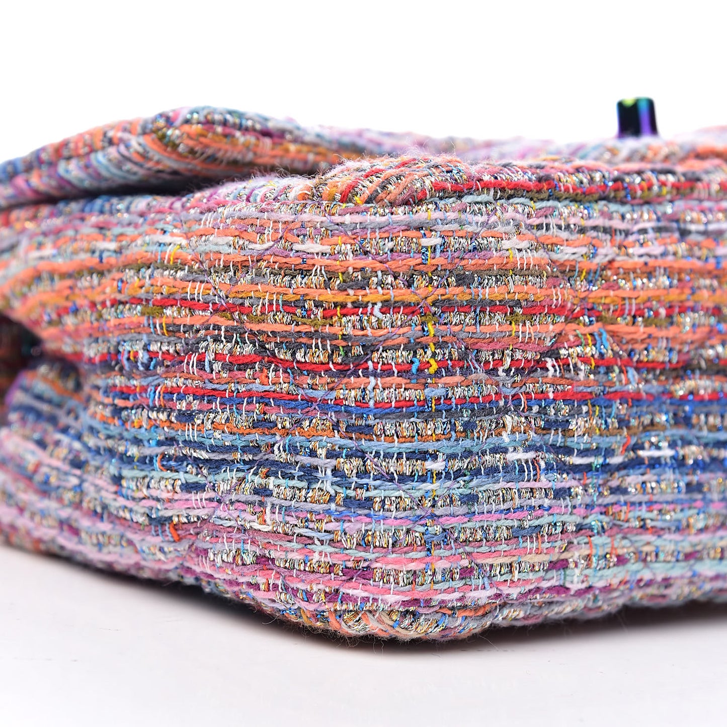 Tweed Quilted Mini Rectangular Flap Blue Pink Orange