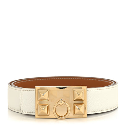 Hermes Epsom Swift 32mm Collier De Chien CDC Belt White Naturel 1 of 5