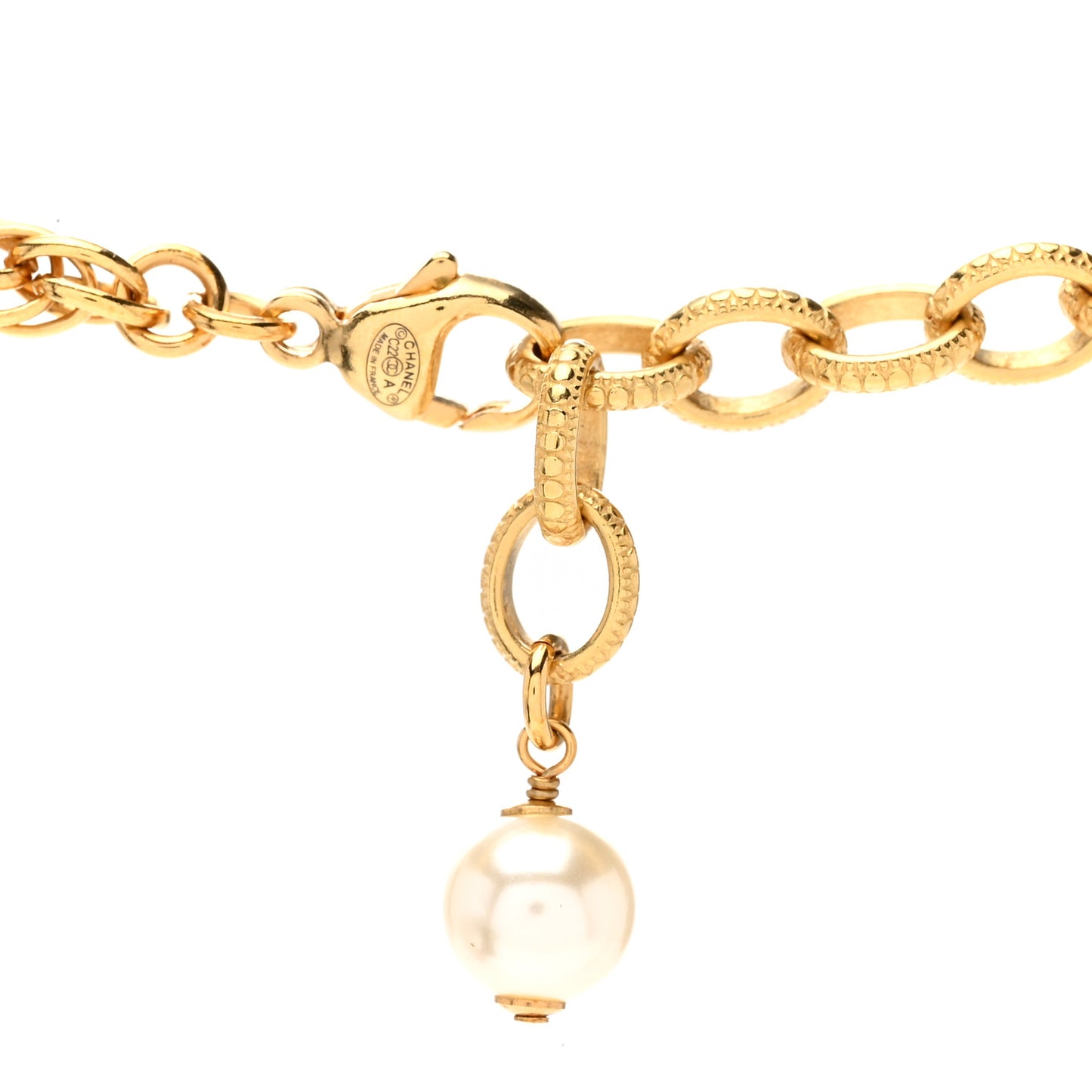 Resin Pearl Crystal CC Choker Necklace Gold Pink White