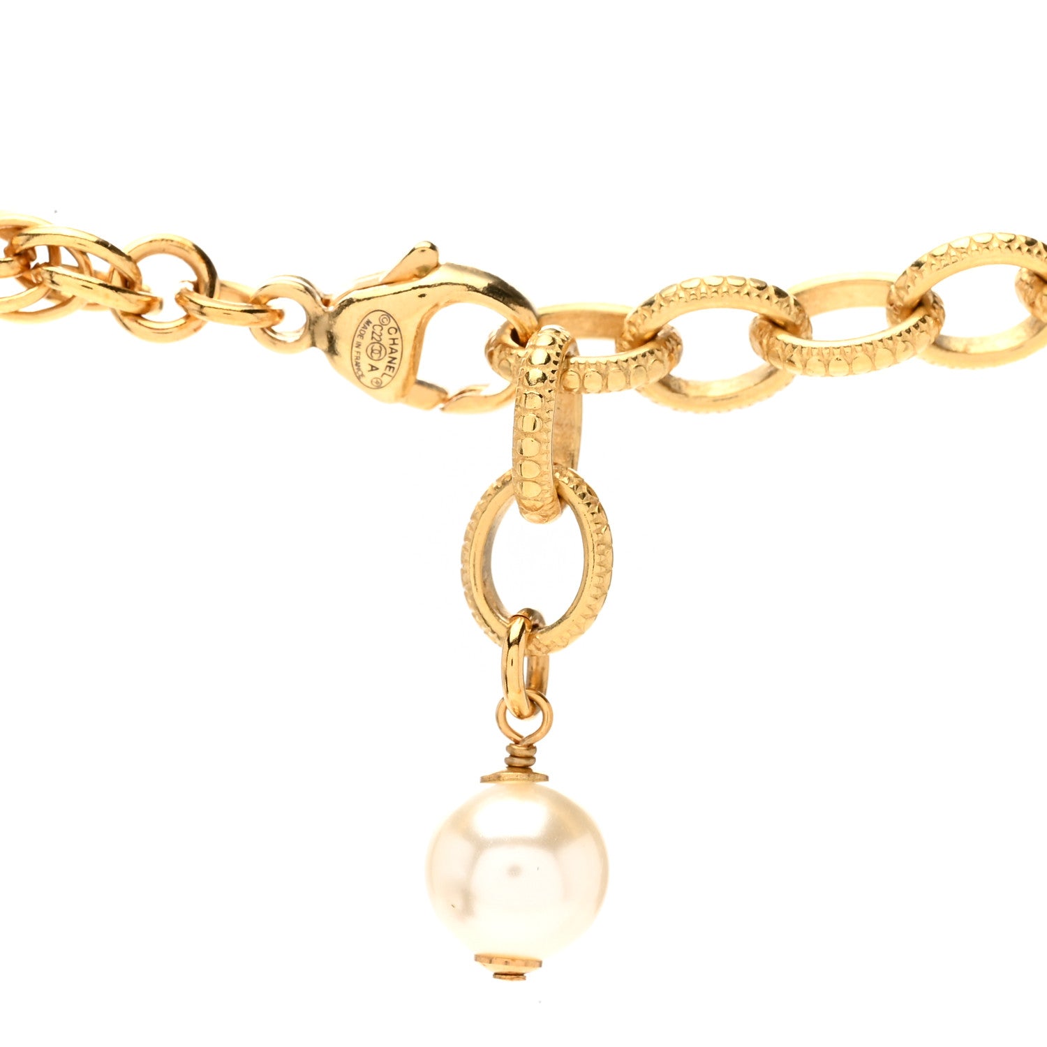 Chanel Resin Pearl Crystal CC Choker Necklace Gold Pink White 5 of 6