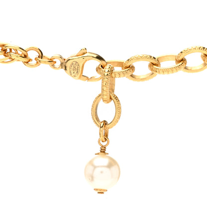 Chanel Resin Pearl Crystal CC Choker Necklace Gold Pink White 5 of 6