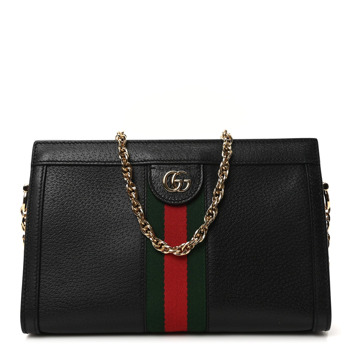 Gucci Calfskin GG Web Small Ophidia Chain Shoulder Bag Black 1 of 10