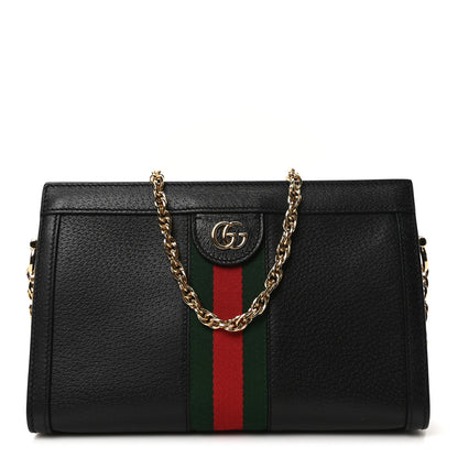 Gucci Calfskin GG Web Small Ophidia Chain Shoulder Bag Black 1 of 10
