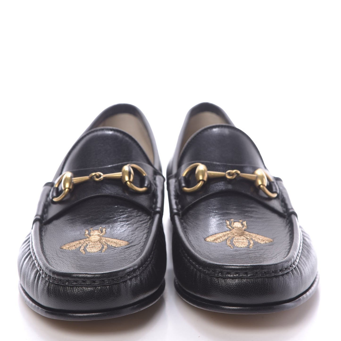 Calfskin Mens Bee Embroidered Roos Horsebit Loafers 8.5 Black