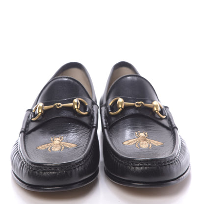 Gucci Calfskin Mens Bee Embroidered Roos Horsebit Loafers 8.5 Black 2 of 10