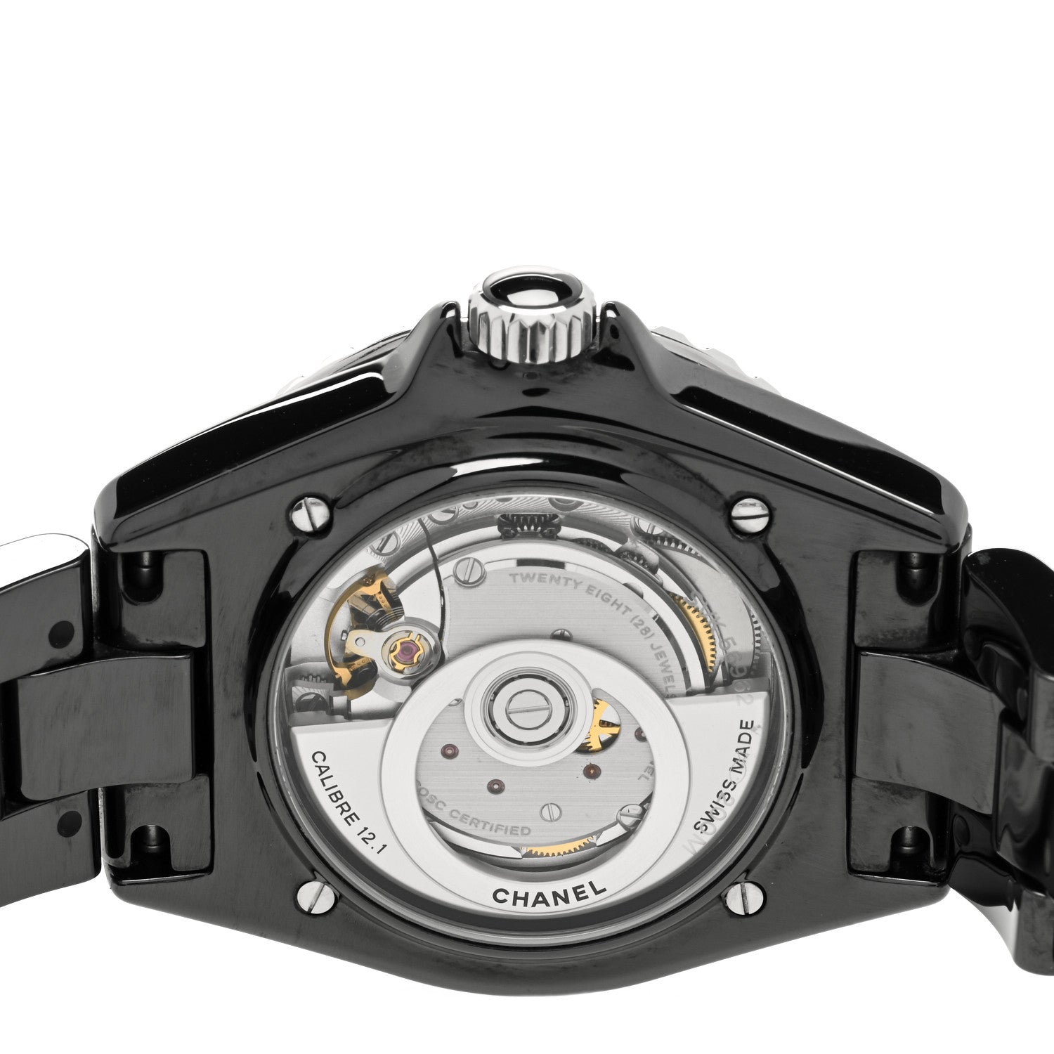 Chanel Stainless Steel Ceramic Diamond 38mm J12 Automatic Watch Black 4 of 4