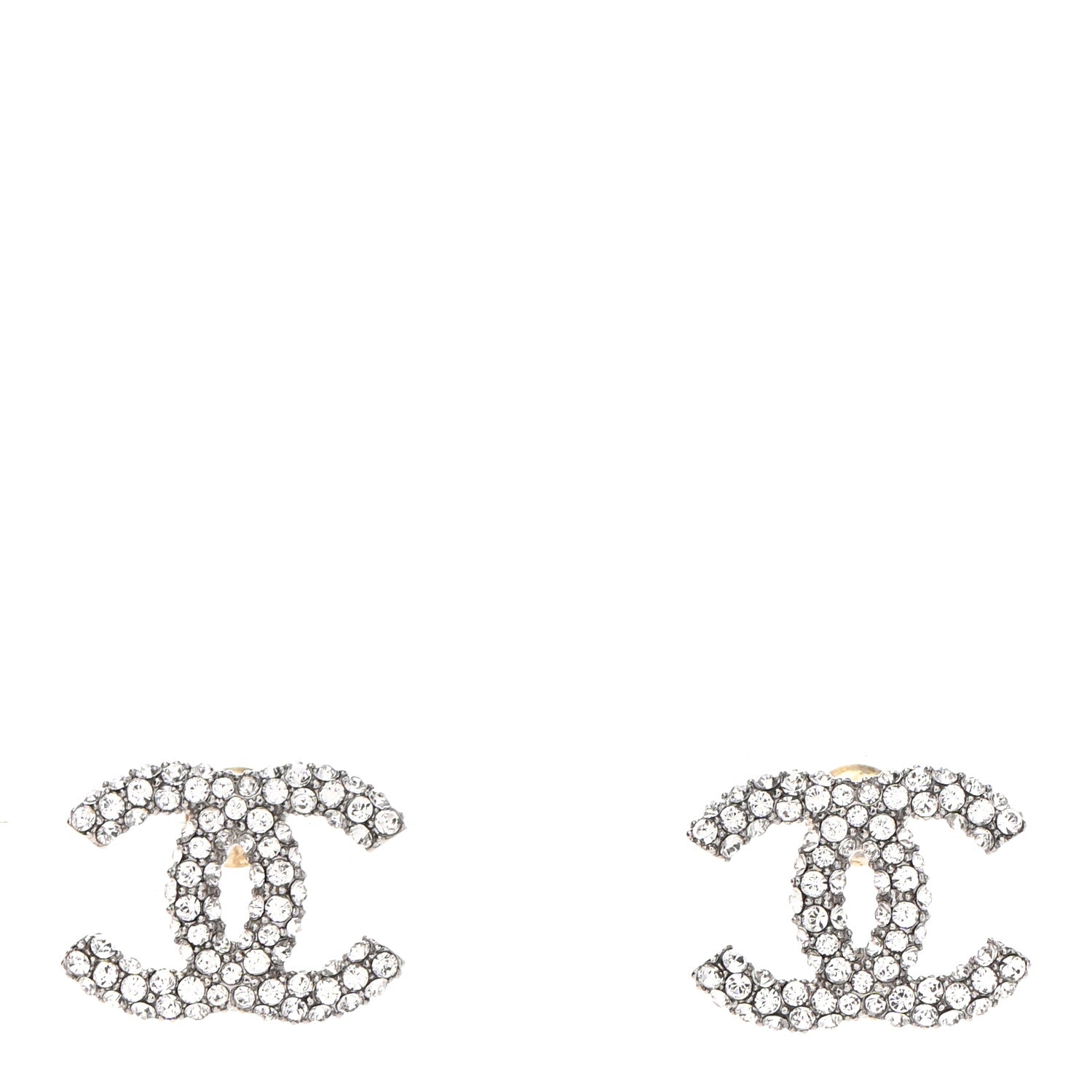 Chanel Crystal CC Earrings Silver 1 of 4