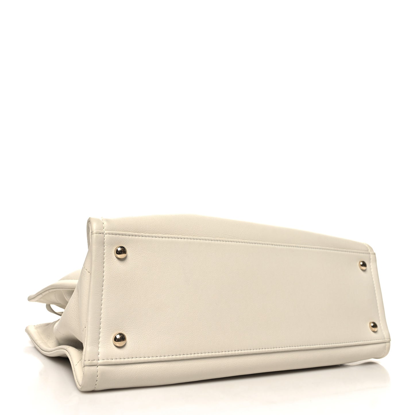 Calfskin CC Zipped Shopping Tote White