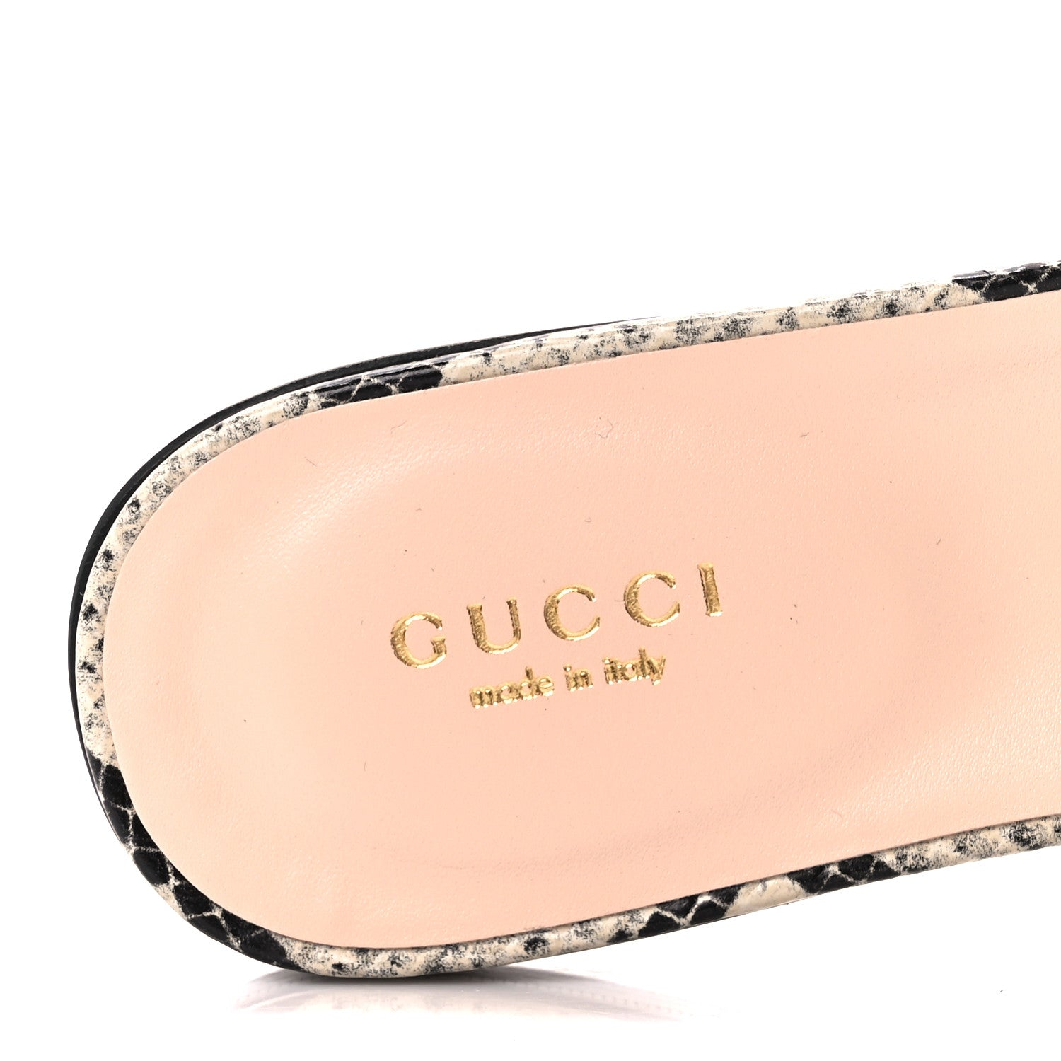Gucci Calfskin Python Print Interlocking G Cut Out Slide Sandals 36 Beige Avana 7 of 8