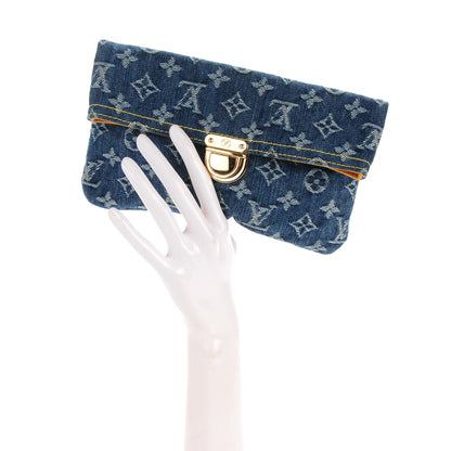 Louis Vuitton Monogram Denim Pochette Plat Clutch Blue 2 of 7