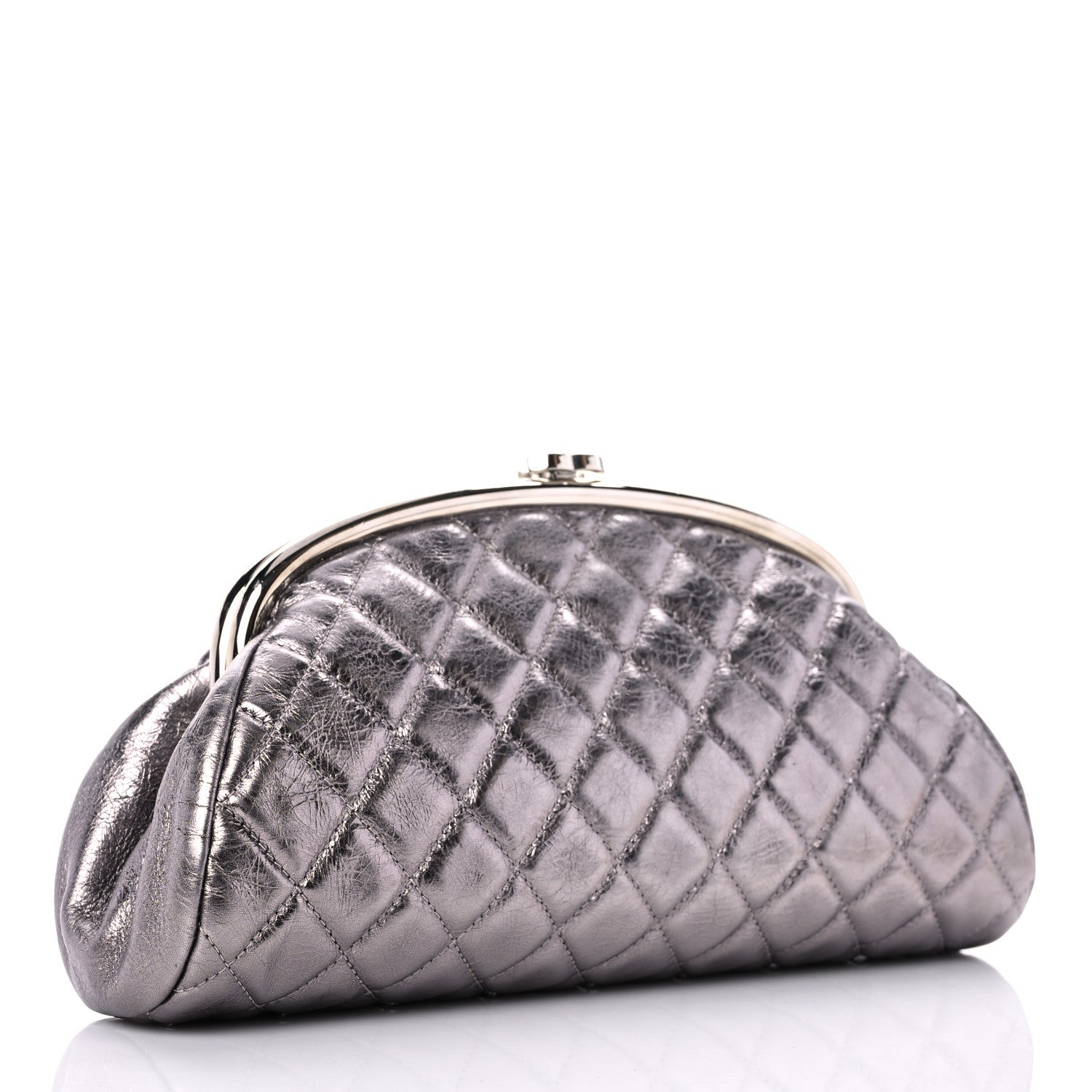 Chanel Metallic Aged Calfskin Quilted Timeless Clutch Silver 3 of 8