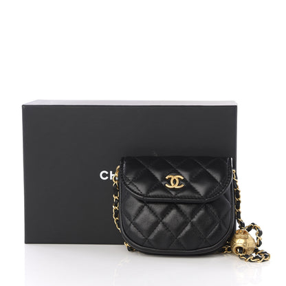 Chanel Lambskin Quilted Pearl Crush Waist Bag Black 10 of 10
