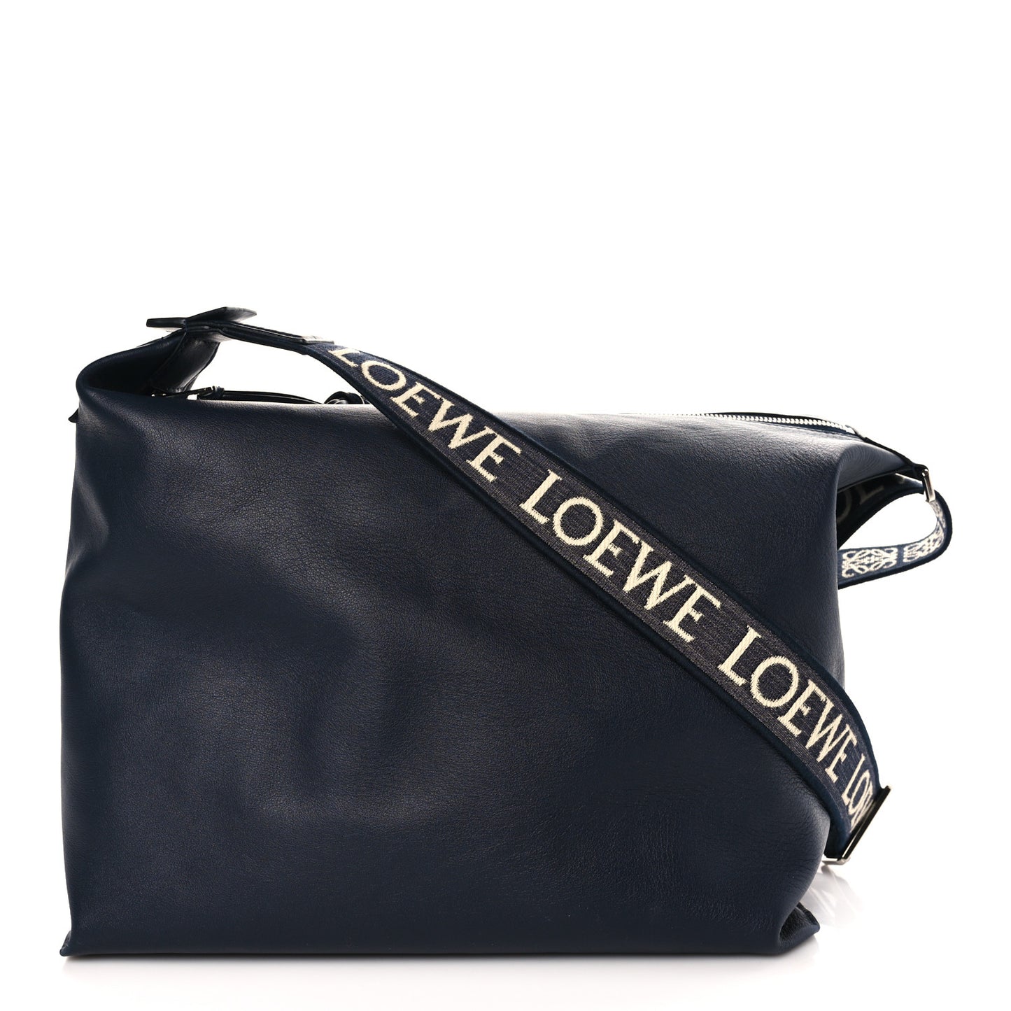 Supple Smooth Calfskin Jacquard Cubi Crossbody Bag Deep Navy