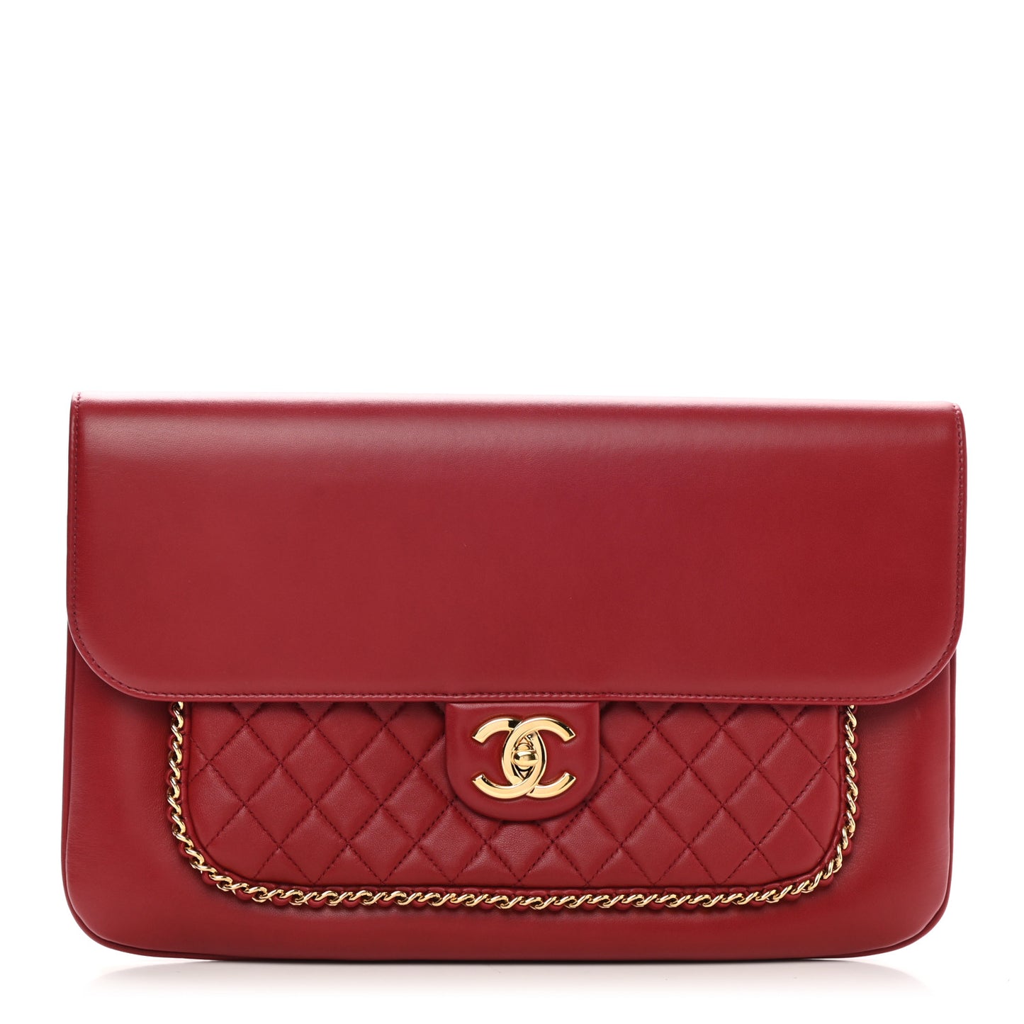 Lambskin Quilted CC Unchained Clutch Red