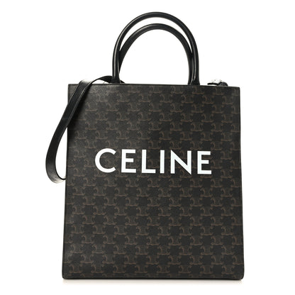 Celine Triomphe Canvas Calfskin Medium Vertical Cabas Black 1 of 8