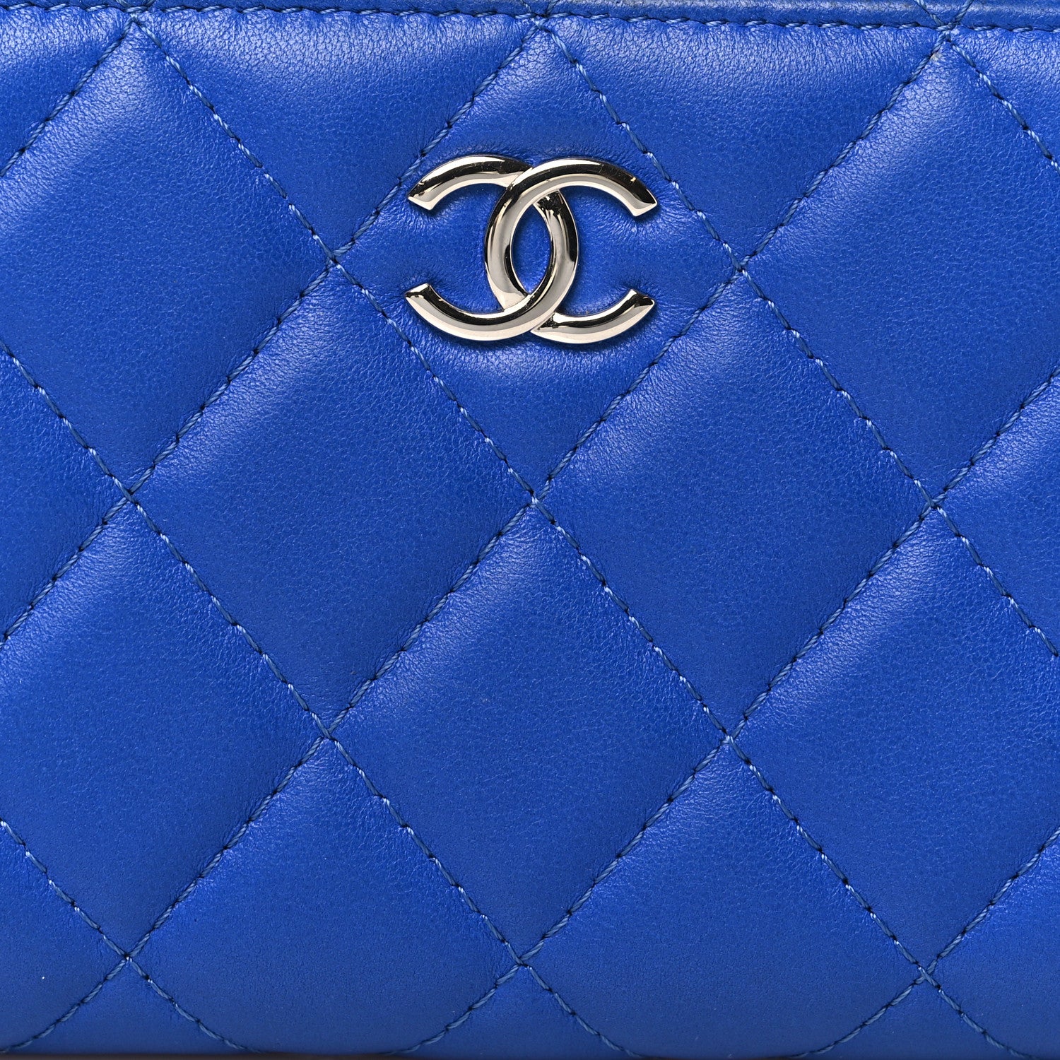 Chanel Lambskin Quilted Medium Zip Around Wallet Blue 9 of 12