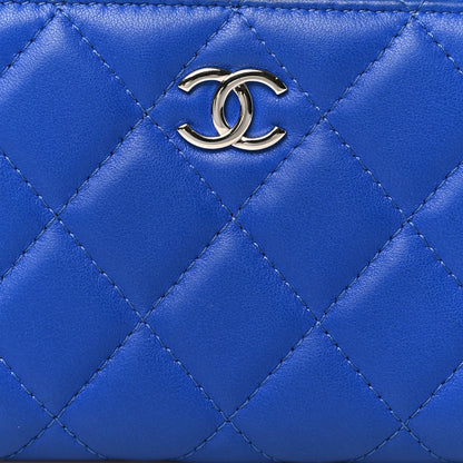 Chanel Lambskin Quilted Medium Zip Around Wallet Blue 9 of 12