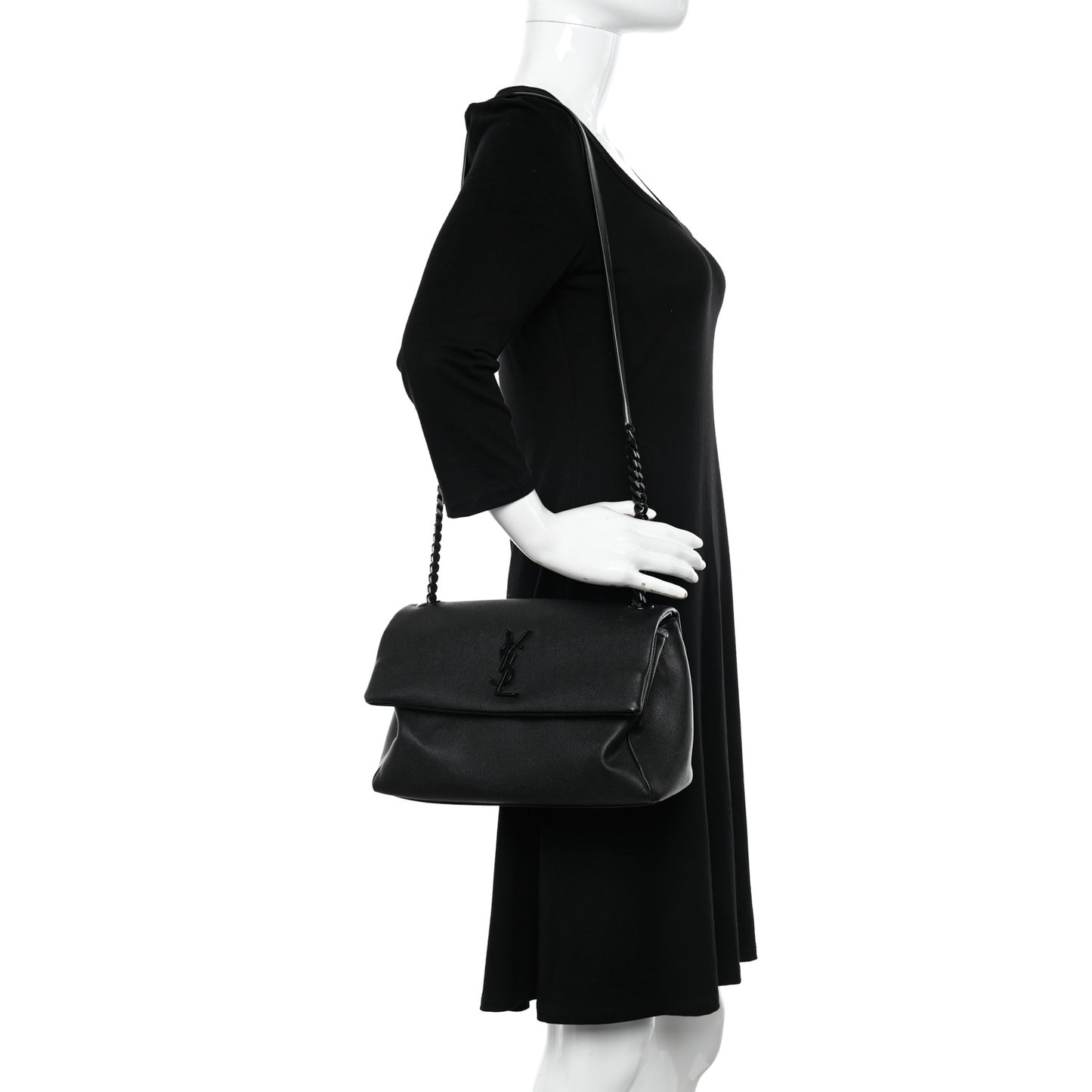 Grain De Poudre Medium West Hollywood Monogram Fold-Over Black