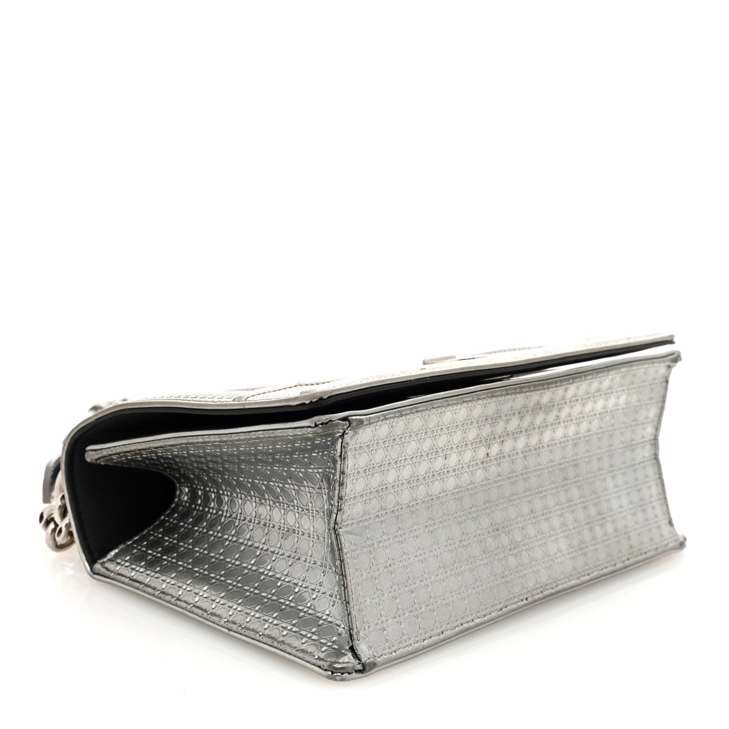 Christian Dior Metallic Patent Micro-Cannage Small Diorama Flap Bag Silver 4 of 10