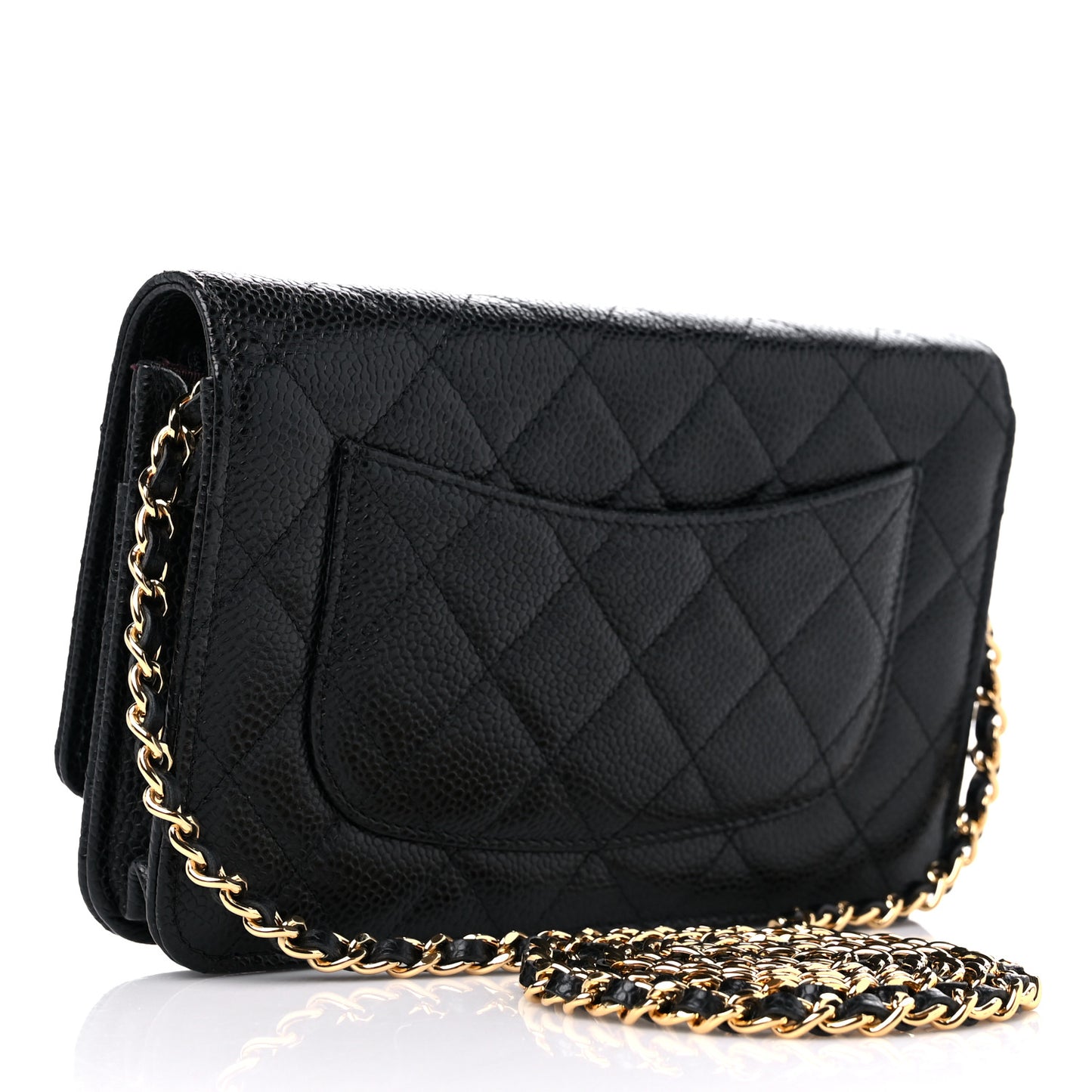 Caviar Quilted Wallet on Chain WOC Black