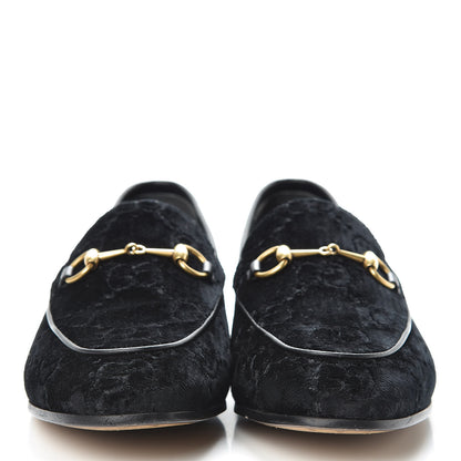 Gucci Velvet GG Monogram Horsebit Womens Jordaan Loafers 38.5 Black 2 of 14