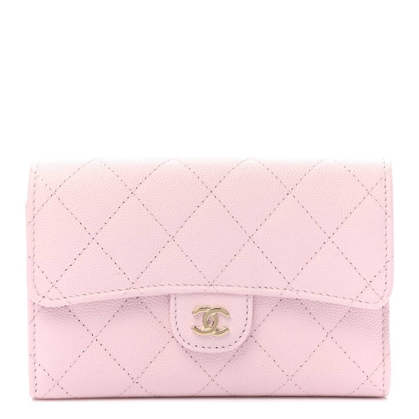 Caviar Quilted Medium Flap Wallet Pink