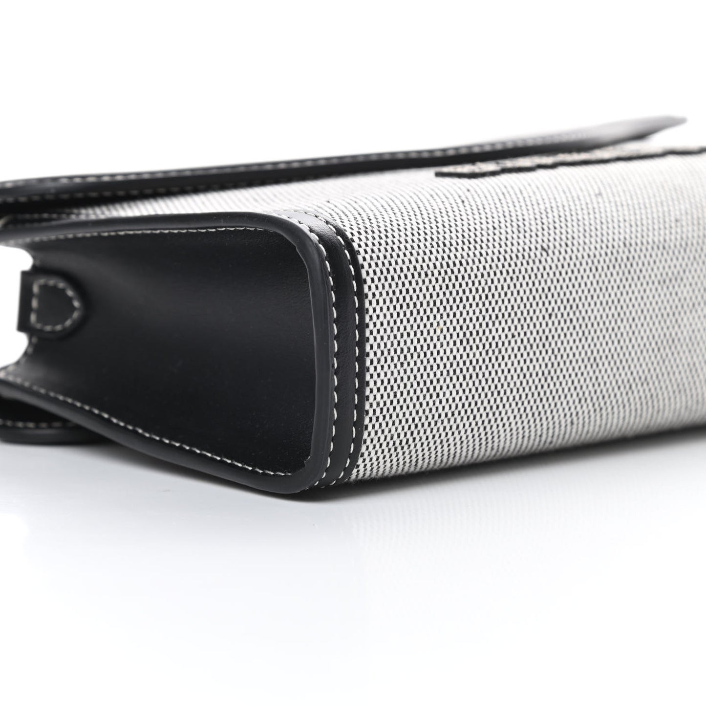 Canvas Calfskin Foldover Pocket Bag Black