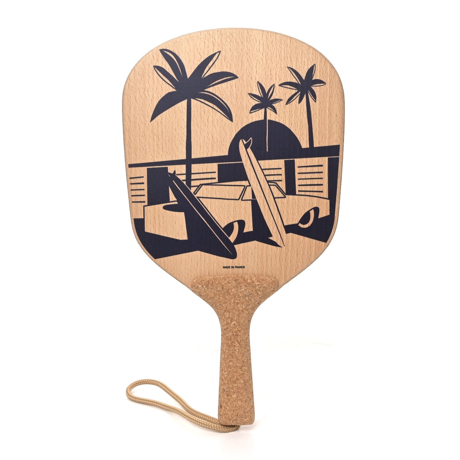 Hermes Beechwood Cork Apres La Vague Beach Racket Set Natural