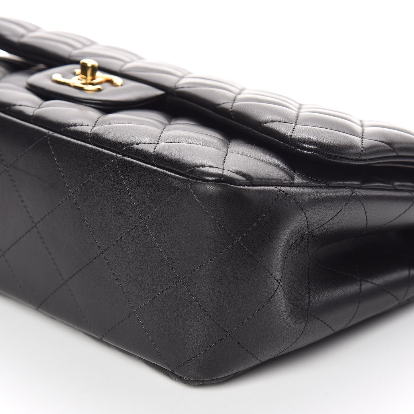 Lambskin Quilted Jumbo Double Flap Black