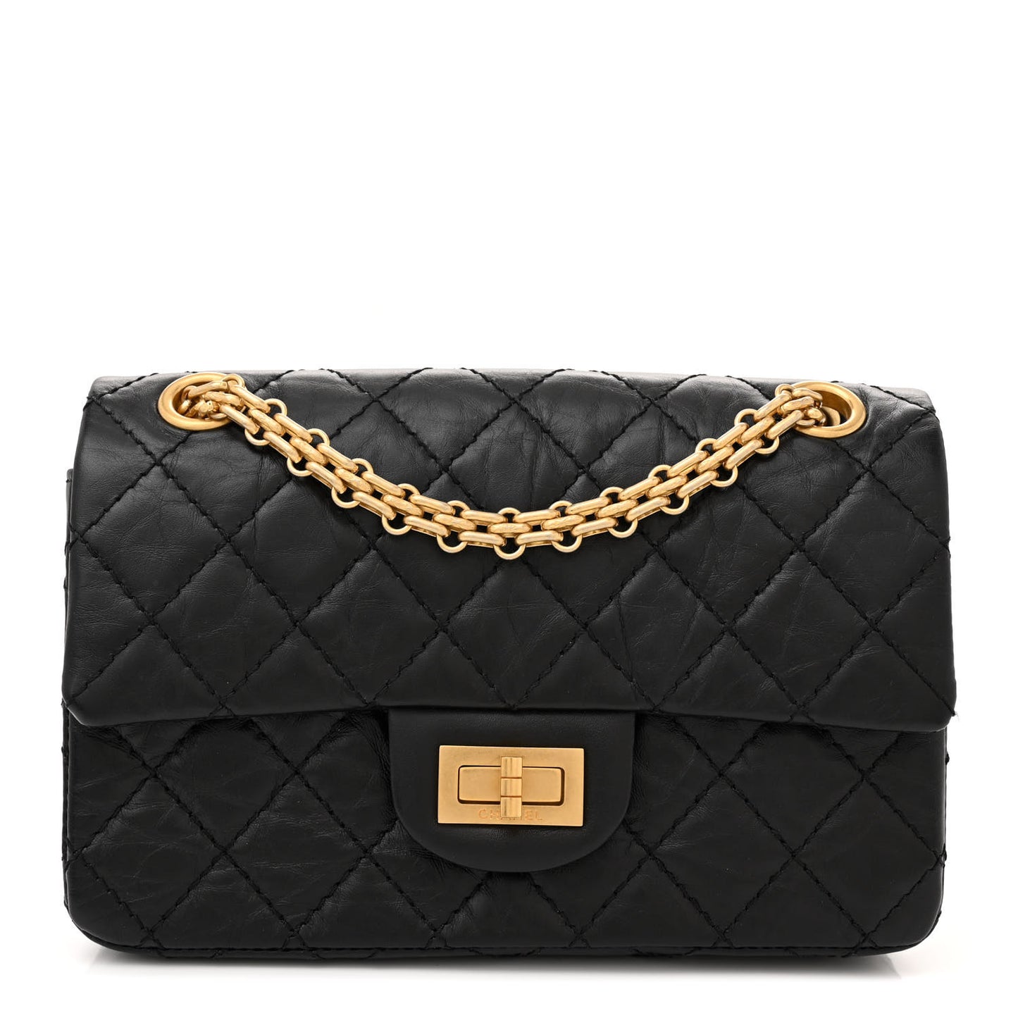 Aged Calfskin Quilted 2.55 Reissue Mini Flap Black