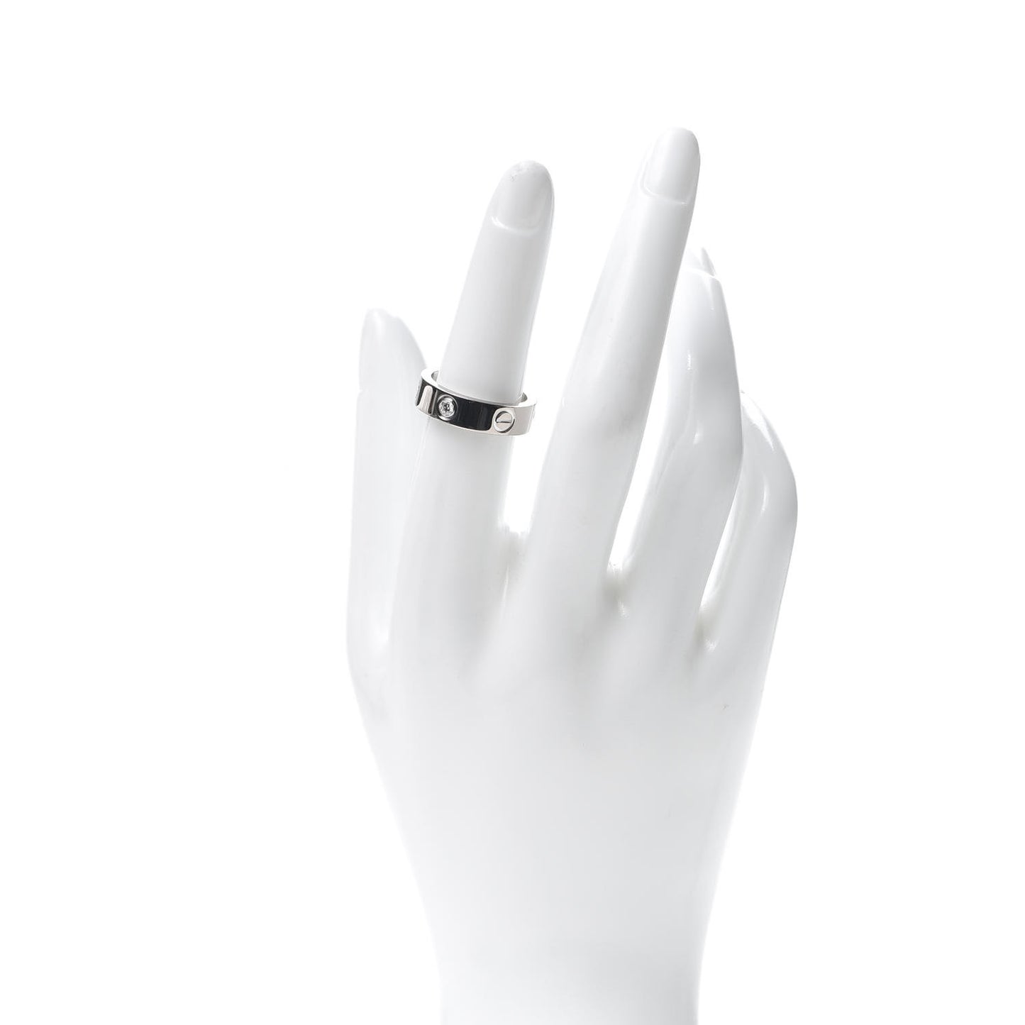 18K White Gold 3 Diamond 5.5mm LOVE Ring 53 6.25