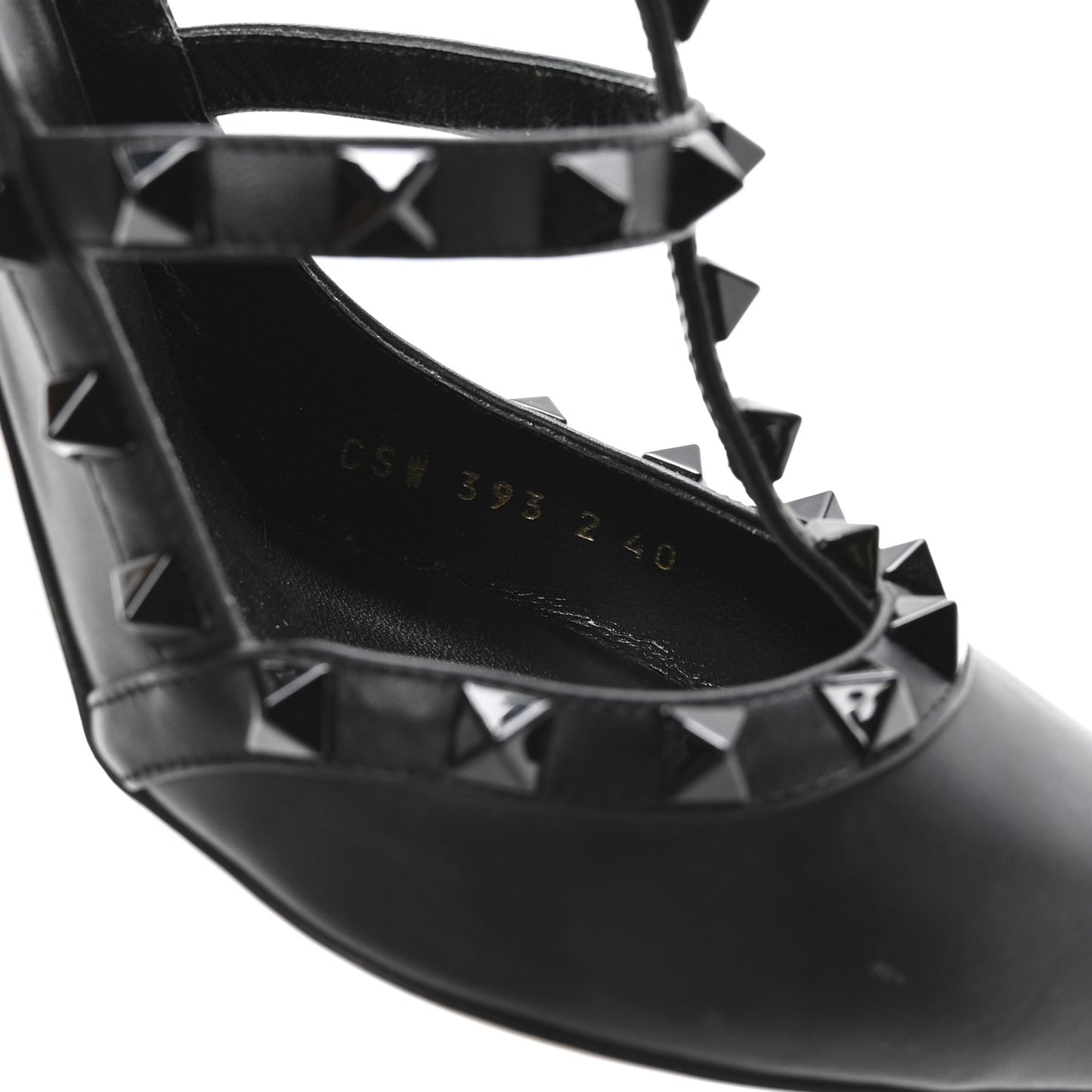 Calfskin Lacquered Monochrome Rockstud Ankle Strap 100mm Pumps 40 Black