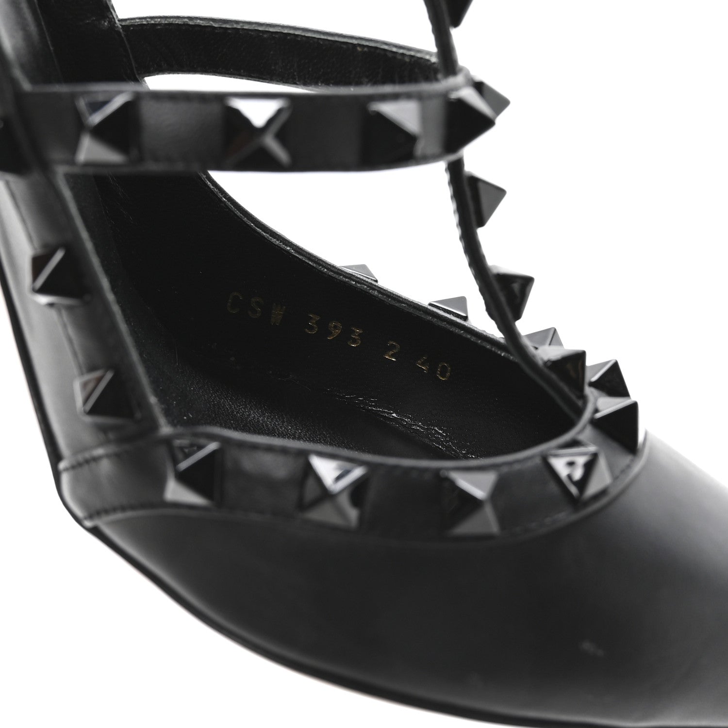 Valentino Garavani Calfskin Lacquered Monochrome Rockstud Ankle Strap 100mm Pumps 40 Black 8 of 9