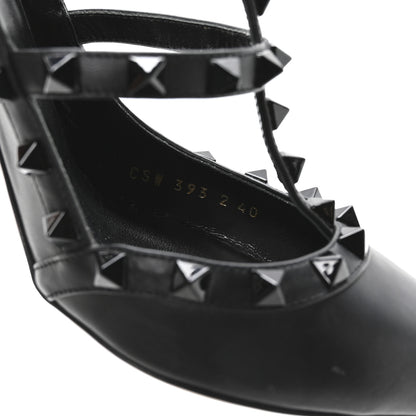 Valentino Garavani Calfskin Lacquered Monochrome Rockstud Ankle Strap 100mm Pumps 40 Black 8 of 9