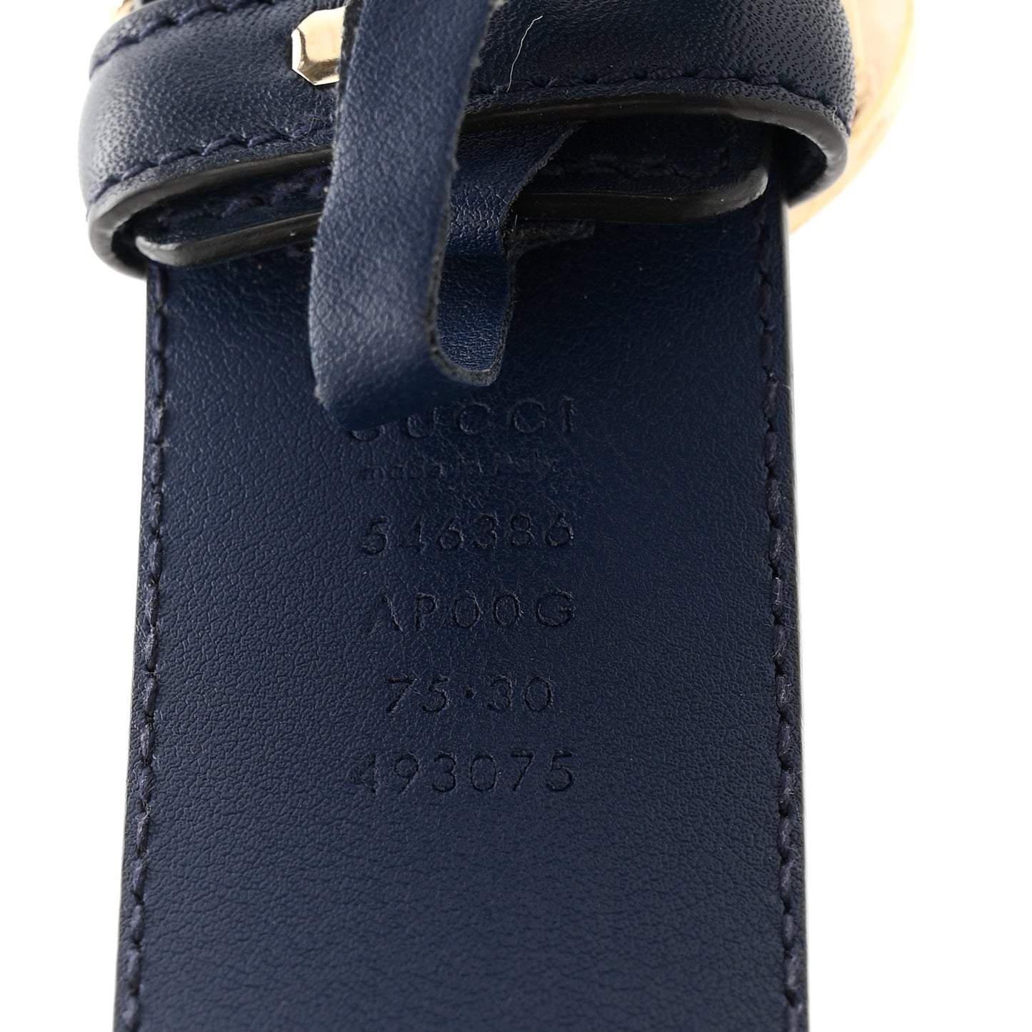 Moon Calfskin Interlocking G 37mm Belt 75 30 Cobalt Blue