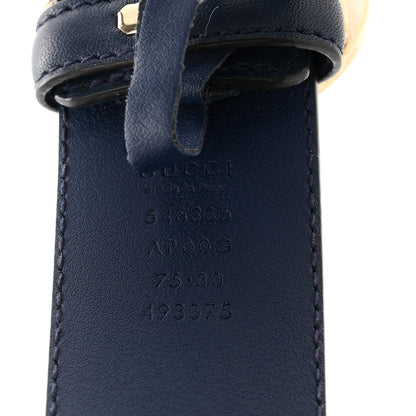 Gucci Moon Calfskin Interlocking G 37mm Belt 75 30 Cobalt Blue 3 of 5