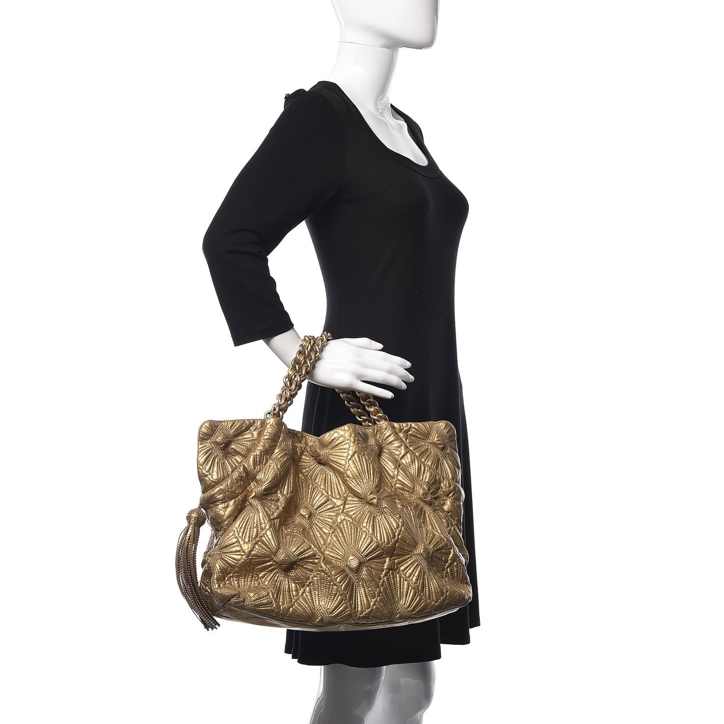 Calfskin Embroidered Ca D’Oro Tote Gold